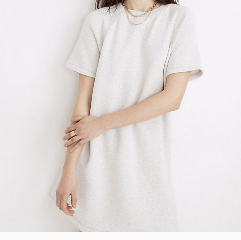 Madewell Airterry Sweatshirt Tee Dress Sz.XS Cream